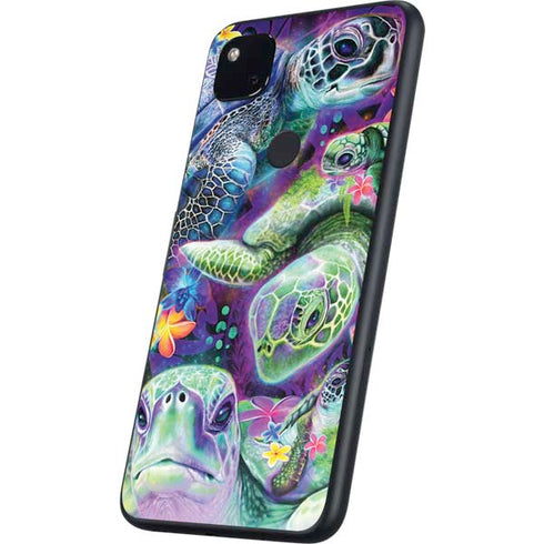 Rainbow Sea Turtles by Sheena Pike Google Pixel 4a Skin
